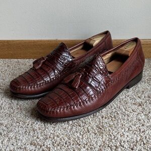 Florsheim Imperial Brown Genuine Caiman Alligator Gator Croc Leather Loafers 12